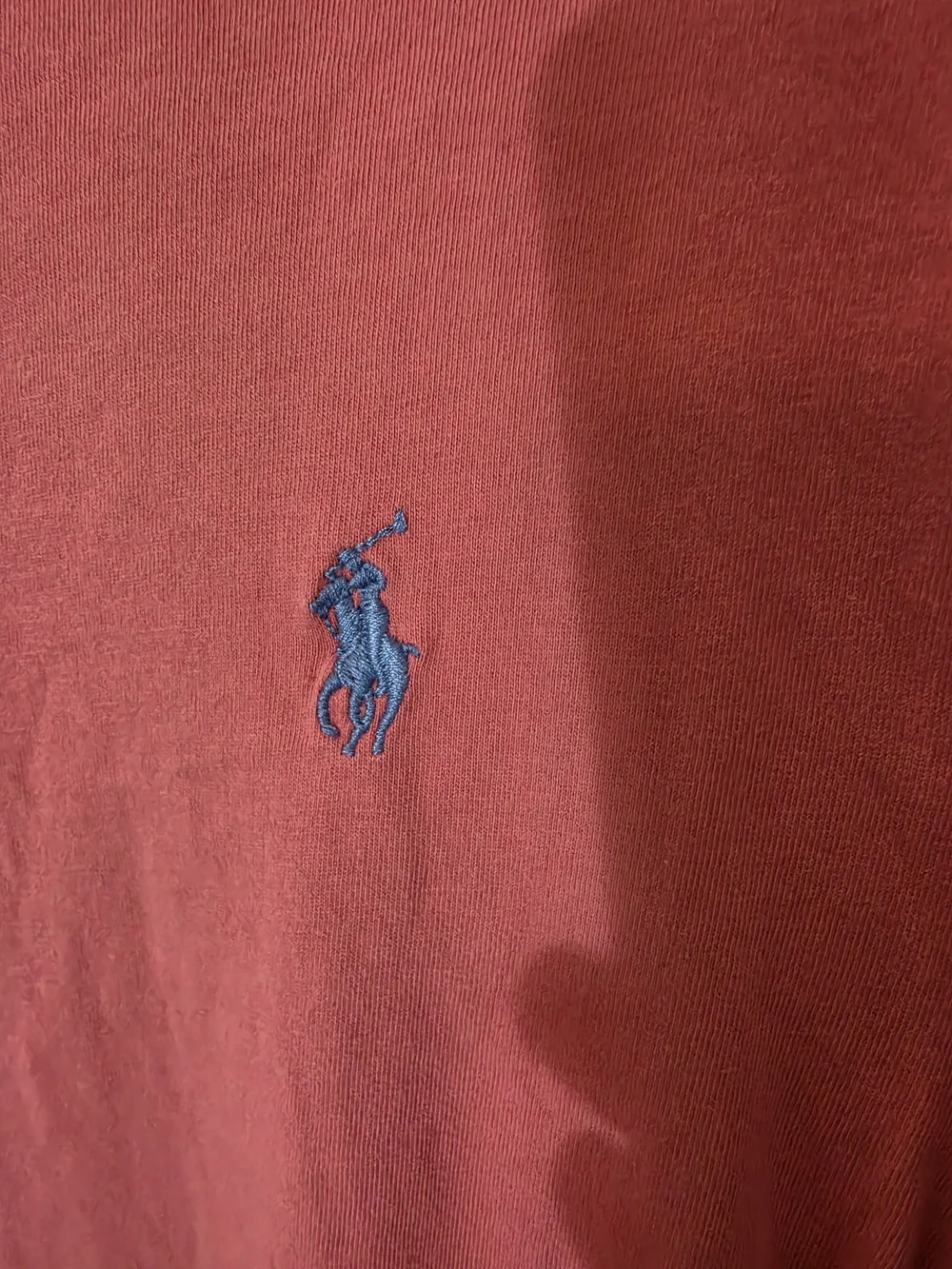 Polo by Ralph Lauren Men’s Coral Crewneck T-Shirt Custom Fit Size Medium Damaged